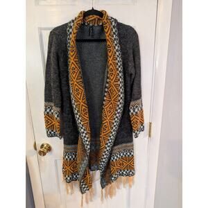 Sacred Threads Western Boho Poncho Sweater | Long Tassel Fringe | One Size